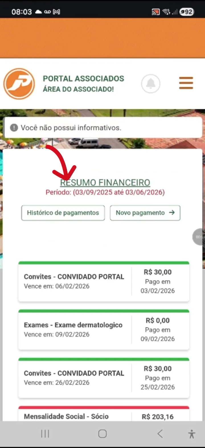 Tutorial de pagamentos no Portal do Associado